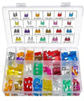 Must Have Auto Fuse Kit With Mini Blade Fuses 5A To 30A, 600 Pieces Assortment in plastic box, various colors visible