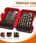 Five Percent Cobalt M35 Drill Bit Set For Tough Metals, Fifteen Piece Metric Range 1.5 To 10 Mm, HSS Co Bits in red indexed case