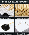 Pro Grade Gun Cleaning Kit With 600 Patches And 600 Swabs Lint Free And Highly Absorbent Cotton 6 Inch Swabs 9mm Bamboo