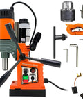Beefy Magnetic Drill Press 1400W Copper Motor, 1.6 Inch Boring Diameter, with accessories for industrial use.