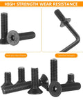 All Purpose Hex Socket Countersunk Screw Set Kit With Nuts, Washers And Allen Wrench - Heavy-Duty Pro Grade Carbon Steel M3-M8, Black