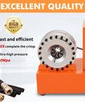Badass Shop Ready 110 Volt Electric Hydraulic Hose Crimper featuring eight pro grade dies, efficient crimping tool, stainless steel head.