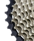 Close-up of 7-Speed Bicycle Freewheel 14-28T Sprocket Set Screw-On Replacement For Mountain And Road Bikes Brass Finish, Stainless Steel Build