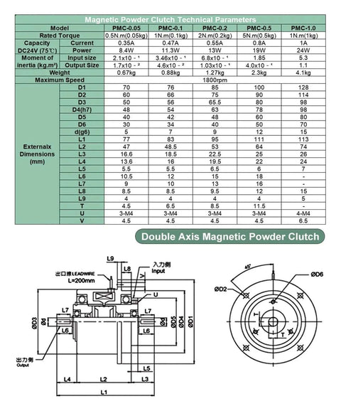 Technical diagram of Heavy Duty Micro Magnetic Powder Brake Clutch For Industrial Motors 1800 RPM Torque Range 0.5 To 10 Nm With Load Range 0.05 To 1 Kg Magnetic Particle Clutch Only Powder Brake For Precise Motion Control.
