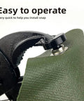 Heavy Duty Snap Fastener Tool Kit For Boat Covers And Fabric, tool installing metal snap on green fabric without a hammer.