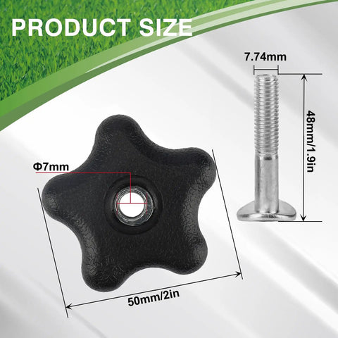 Two Piece Handle Knob And Screw Bolt Washer Replacement Kit For Lawn Mowers And Snow Blowers No Fuss Install size dimensions