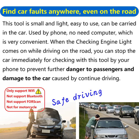 Fast WiFi OBD2 Adapter Scanner For iOS And Android Phones, ELM327 Interface, in use for safe driving diagnostics