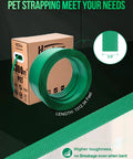 Heavy Duty Pet Strapping Bundle With Rock Solid 1500 Lb Break Strength, showcasing 300ft PET strapping roll, 5/8in width.