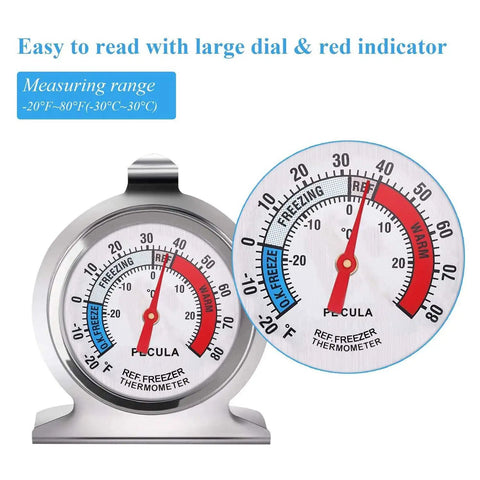 2-Pack Fridge Thermometer With Large Dial And Red Indicator, Reads 30-30C/20-80F, Easy Read Temperature Gauge For Freezer