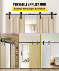 Heavy Duty Double Sliding Barn Door Hardware Kit In Black Carbon Steel For Smooth Quiet Operation Monorail System Easy To Install