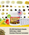 10 Year Survival Garden Seed Kit With 25K Plus Open Pollinated Heirloom Veggies Non GMO Waterproof Mylar Seed Bank Bags