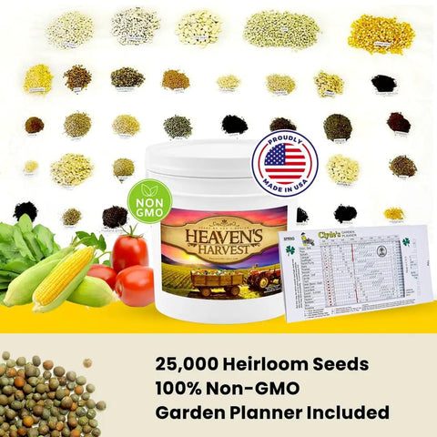 10 Year Survival Garden Seed Kit With 25K Plus Open Pollinated Heirloom Veggies Non GMO Waterproof Mylar Seed Bank Bags