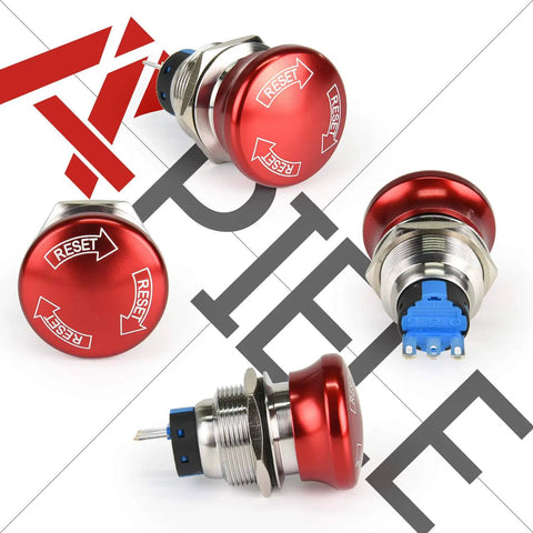 22mm Metal Emergency Stop Push Button Switch Latching 12V 250V Rated 5A Stainless Steel With Seven Eighth Inch Mounting Hole One Pack for Industrial Equipment red reset button views
