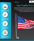 Rail Mount Flag Pole Base Set With 12 By 18 Inch American Flag, corrosion resistant 304 stainless steel for boats and RVs