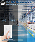 Warehouse with adjustable lighting and 0-10V dimmer switch for 300W LED Linear High Bay Shop Lights 4 Pack Pro Grade Ultra Bright 45000LM Dimmable 0 To 10V 5000K Daylight Adjustable High Bay Lighting For Garage Warehouse Workshop UL Listed