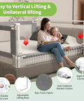 One Piece Adjustable Height Toddler Bed Rail Fits Twin Full Queen King Beds With One 74.8 Inch Side Easy Install shown on bed