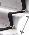Upgrade Your Stairs With Awesome Vintage Brass Rods And Non Slip Carpet Runner Kit Including Brackets Screws And Caps For Solid Tubular Bar Safety Style Fit stair runner rod installed on carpeted steps