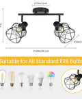 Dope Industrial Track Lighting with two adjustable spotlight heads, black flush mount, E26 base, dimensions 15.39in x 4.72in x 10.15in