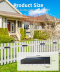 Legit Solar Fence Lights 12 Pack Dang Bright 3 LED Lens Waterproof shown on a garden fence with dimensions 5.9x1.4x1.9 inches.