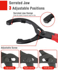 2-Piece Oil Filter Wrench Set with 12 inch adjustable oil filter plier showing serrated jaw and adjustable positions for easy use