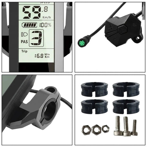 Must Have E Bike Display For Bafang 01 02 And HD Motors With Seamless Integration And Accurate Data Transmission Designed For 24V 36V 48V And 60V Battery Systems For A Totally Sweet Ride. E-bike display with wired controller, clamp mount, and hardware kit