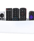 No Drill Remote Holder For 5 Or 6 Remotes, Easy Adhesive Wall Mount, Premium White Remote Control Organizer with remotes