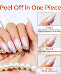 Gel Polish Liquid Latex Nail Barrier With Peel Off Barrier Stick For Mess Free Manicures, step-by-step peel-off process