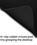 Close-up of a black 6x8 inch mouse pad showing anti-slip rubber base, ideal for Compact 6x8 Inch Mouse Pad For Travel And Work Flexible For Horizontal Or Vertical Use Perfect For Laptops Keyboard Trays And Small Desk Setups Budget Friendly Portable Office Accessory For On The Go Black.