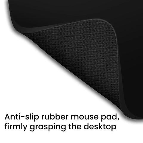 Close-up of a black 6x8 inch mouse pad showing anti-slip rubber base, ideal for Compact 6x8 Inch Mouse Pad For Travel And Work Flexible For Horizontal Or Vertical Use Perfect For Laptops Keyboard Trays And Small Desk Setups Budget Friendly Portable Office Accessory For On The Go Black.