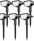 32 LED Outdoor Solar Spotlight Kit With 3 Lighting Modes Waterproof Landscape Lights For Yard Garden Driveway Porch Walkway Trees Patio Cold White 6 Pack shown