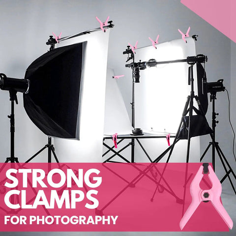 12 Pack Pink 3 5 Inch Nylon Spring Clamps Tough As Nails Heavy Duty Plastic Clips With Secure Hold Built For Backdrop Stands Craft Sessions And Pro Studio Needs used in photography setup.