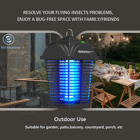 Outdoor Bug Zapper Plug In 4000V Mosquito Killer Waterproof With Dusk To Dawn Sensor in garden setting