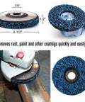 Grab And Go All In One Flap Disc Kit For Angle Grinder 4.5 Inch 11 Piece with stripping disc on grinder in use on metal