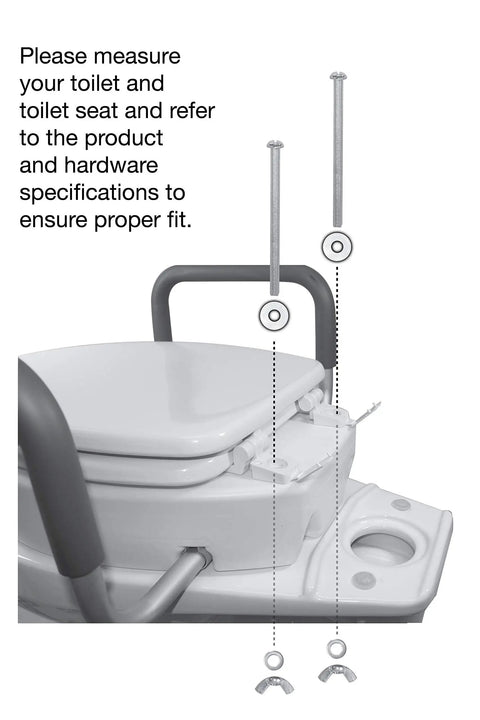 Installation guide for Raised Toilet Seat Riser With Padded Aluminum Arms For Support 3.5 Inch Lift Fits Most Standard Round Toilets