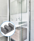 Four Piece Silicone Shower Door Stopper Set With Framed Sliding Bumpers For Anti Collision Protection Of Glass Shower Doors Suitable For All Shower Glass Types Clear Grey Finish Includes Four Screws installed on glass shower door