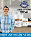 SP-1104 Gloss Sealer 5 Gallon Ready To Use Wet Look Water Repellent packaging with smiling man and Made in USA logo.