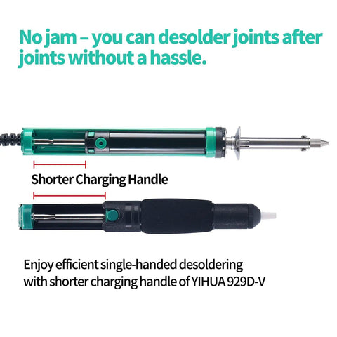 Desoldering Soldering Iron Kit with Solder Sucker Pump Auto Temperature Regulation Shorter Handle shown with text overlay