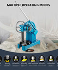 Kickass Heavy-Duty Ratchet Lever Arbor Press With Handwheel in blue, showcasing multiple modes for cutting and shaping materials.