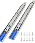 Six Pairs 18 Inch Full Extension Soft Close Drawer Slides With Ball Bearing Side Mount 100 Lb Capacity Zinc Plated Three Section Design