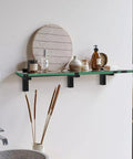 Tough As Nails Heavy Duty Floating Shelf Brackets Set Of Four Adjusts Securely To Glass And Wood Supports 25 Pounds Per Pair Premium Zinc Alloy With Polished Chrome Finish For Bathroom Remodels with glass shelf and decor products.