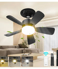 Living room with Lit Seventeen Point Five Inch Ceiling Fan Light With Remote 25W 1600 Lumens 6 Speed adjustable color temp.