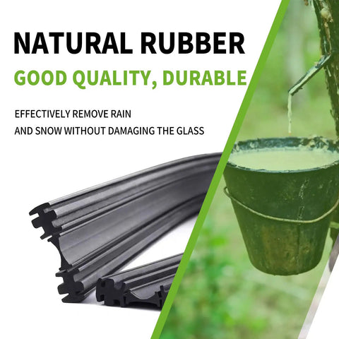 Natural rubber wiper blades close-up showing U-J hook fitment for Straight Up Premium All Season Windshield Wiper Blades 22 Inch And 22 Inch Pair.
