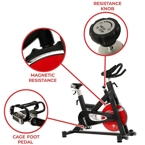 Evolution Pro Magnetic Belt Drive Indoor Cycling Bike With 44 Pound Flywheel, detailed parts labeled