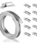 Heavy Duty 2 Set 304 Stainless Steel Adjustable Pipe Clamp Kit With Worm Gear Hose Clamp Band for Tough Jobs And Secure Mechanical Grip That Never Slips Under Pressure Like A Boss, coiled band and clamps
