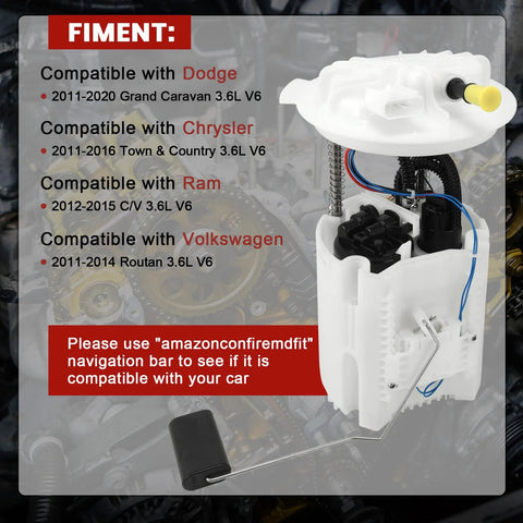 Electric Fuel Pump Module Assembly Direct Fit Drop In Replacement For Dodge Grand Caravan 2011 To 2020 3.6L V6 And Chrysler Town And Country