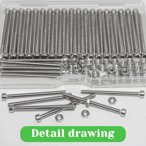 100 Pack M3 X 40mm Socket Head Cap Screws Kit In 304 Stainless Steel With Full Thread And Bright Finish in box