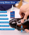 50G Quick Dry Shoe Glue Heavy Duty Repair Adhesive For Boots And Sneakers Clear Waterproof Glue For Rubber Soles Heels And Hiking Shoes Pro Grade Includes 15 Precision Applicator Tips being applied to shoe outsole