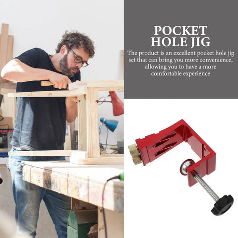 Pro Level Pocket Hole Drill Guide Jig For Woodworking Featuring Quick Release Clamps And Precision 15 Degree Angle Locator For Smooth Pocket Screw Assembly Zero Sweat Project being used in a workshop.