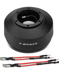 Power Heavy Slick Short Steering Hub Quick Release Adapter Aluminum for 97 Through 08 Ford F150 F250 F350 showing black powder-coated finish.
