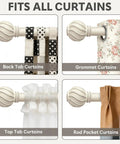 Extra Long White Curtain Rod for Windows 72 to 144 Inches Heavy Duty Adjustable Curtain Pole with Antique Rustic Vintage Industrial Finials for various curtains